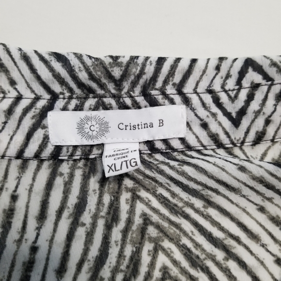 Cristina B Chevron Print Long Sleeve Blouse - Picture 3 of 8